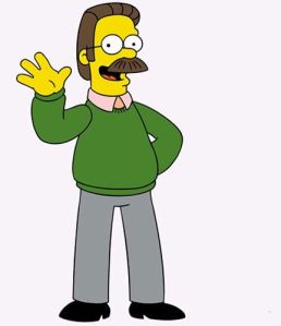 De lieve en wereldvreemde evangelische Flanders uit de tv serie The Simpsons